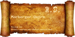 Marberger Detre névjegykártya
